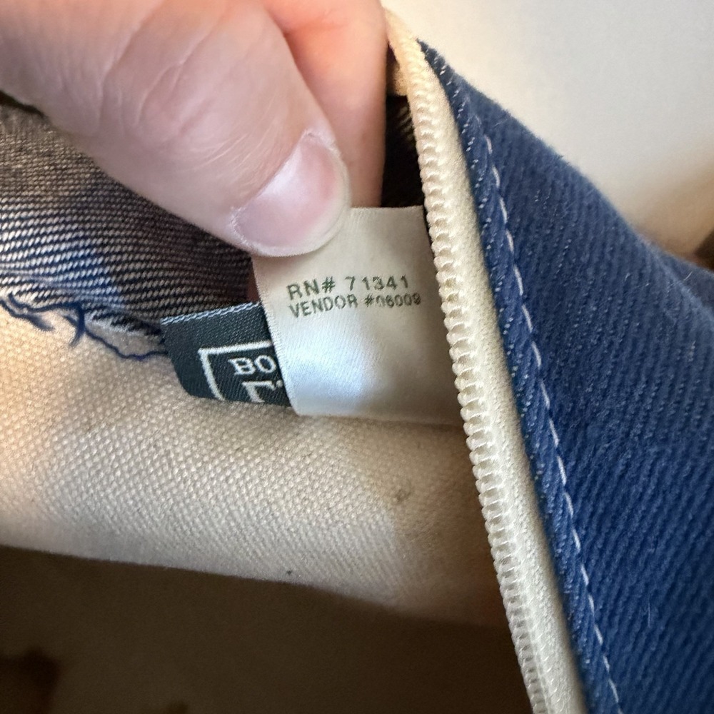 Vintage L.L. Bean Boat And Tote Denim Canvas 6 Pockets Original Bag Garden - Picture 10 of 11